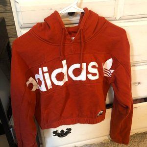 Adidas cropped hoodie, coral